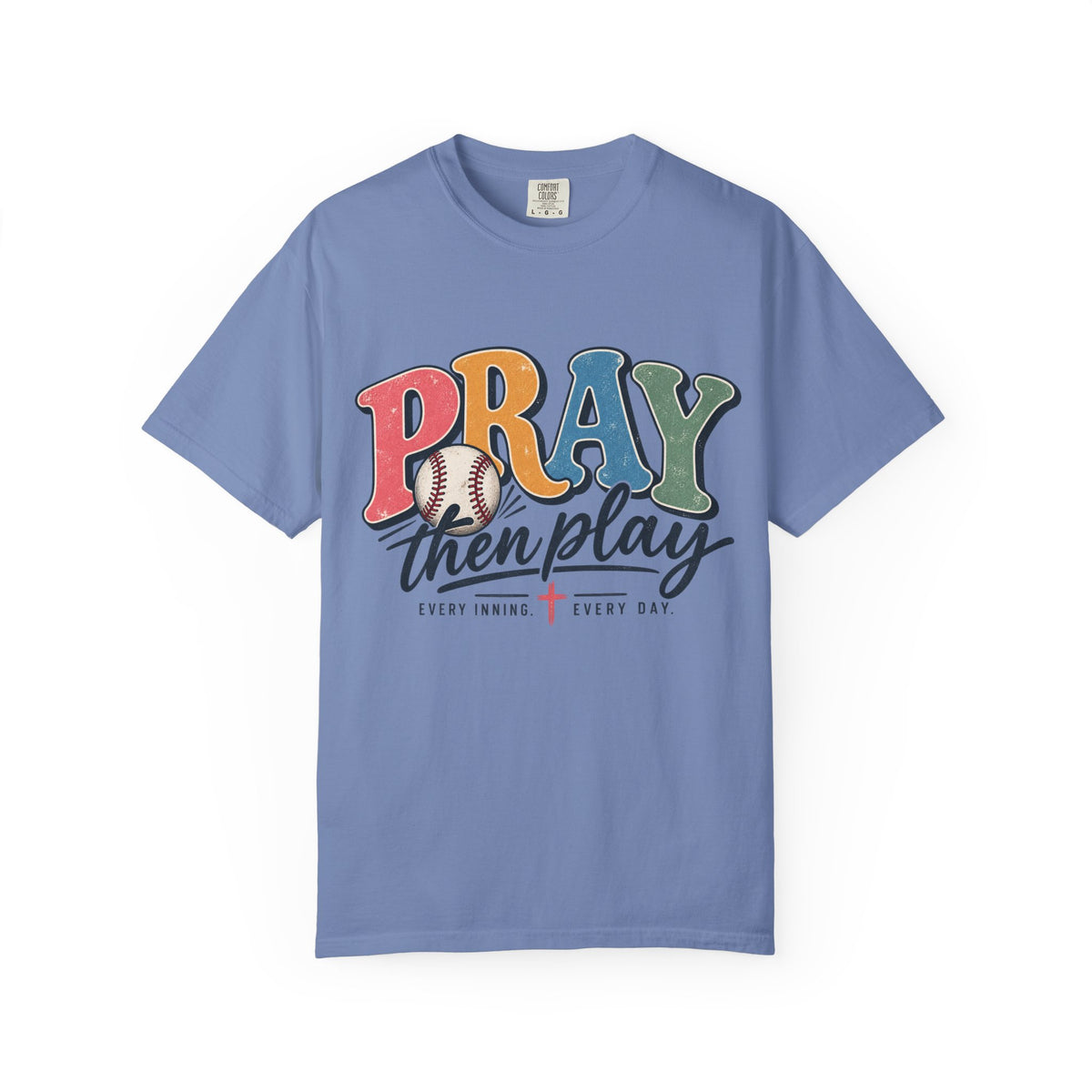 Pray Then Play T-Shirt | Christian Baseball Shirt | Faith Baseball Tee