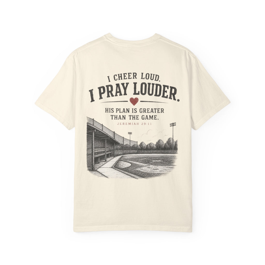 I Cheer Loud I Pray Louder T-Shirt | Christian Baseball Mom Shirt | Faith Baseball Tee