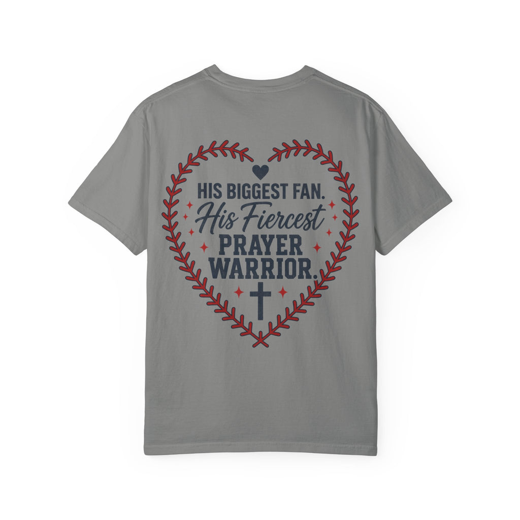 His Biggest Fan Prayer Warrior T-Shirt | Christian Baseball Mom Shirt | Faith Baseball Tee