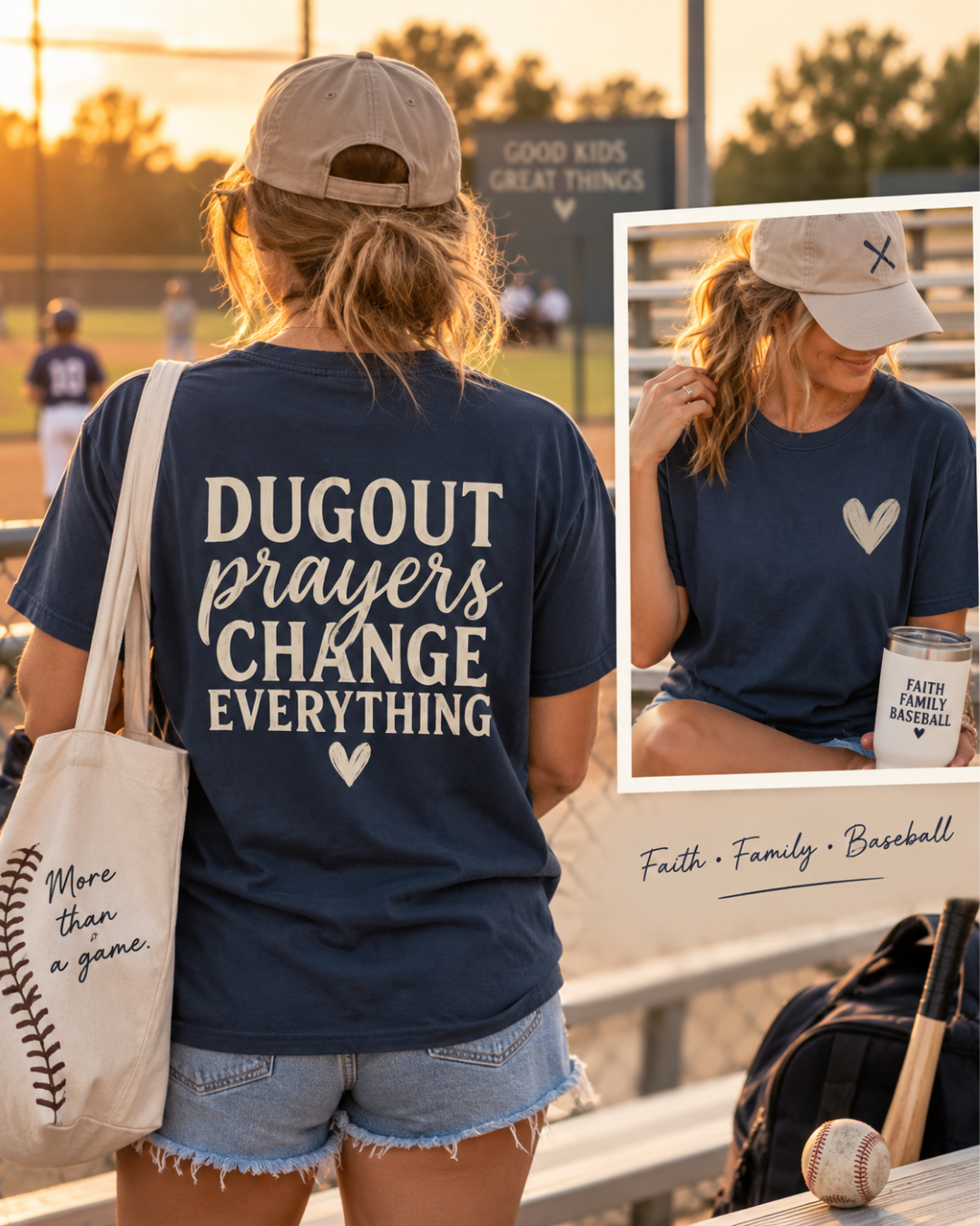 Dugout Prayers Change Everything T-Shirt | Christian Baseball Mom Shirt | Faith Baseball Tee