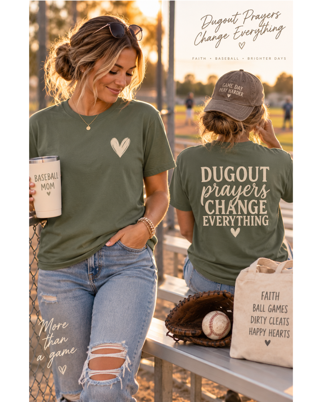 Dugout Prayers Change Everything T-Shirt | Christian Baseball Mom Shirt | Faith Baseball Tee