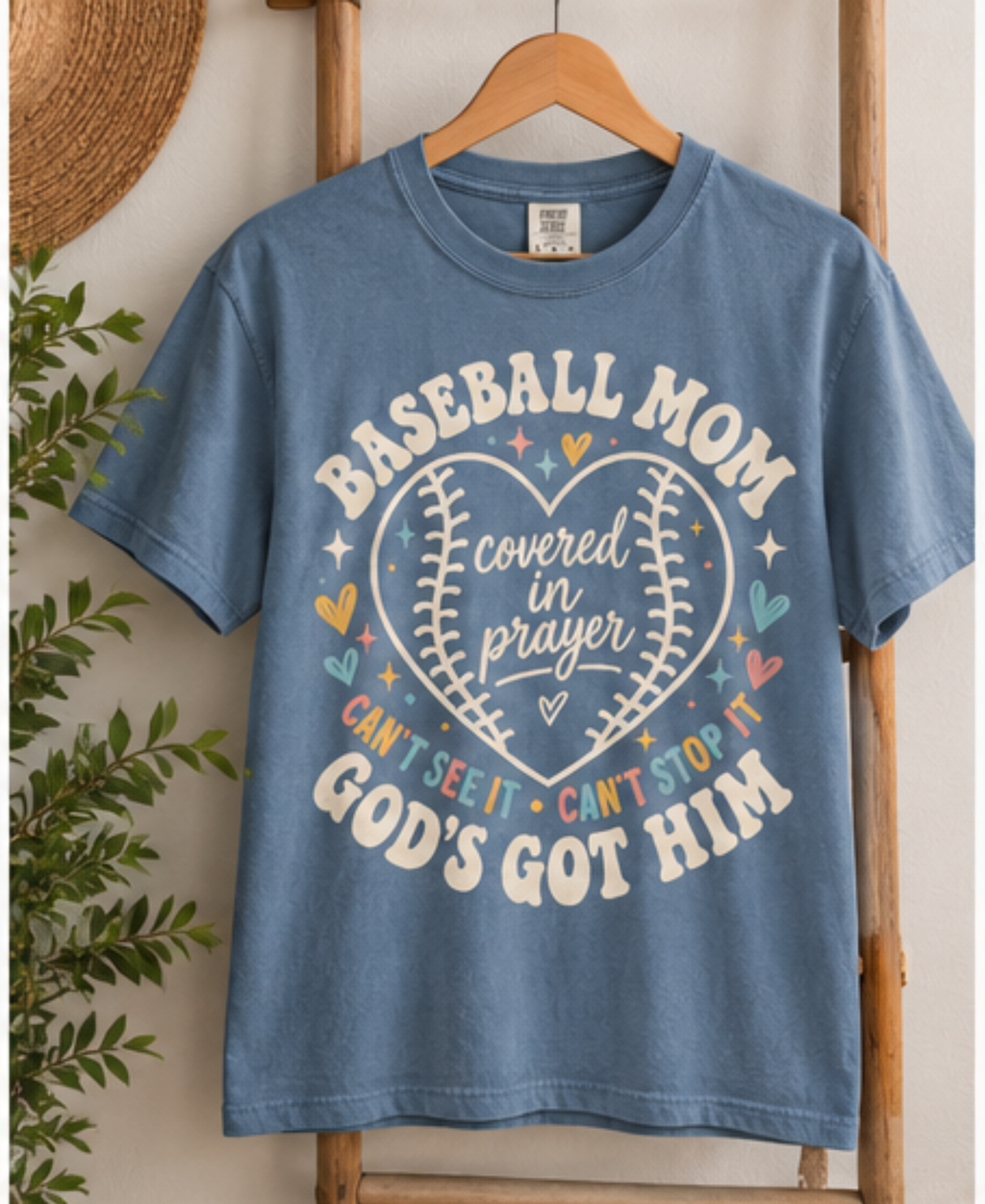 Baseball Mom Covered in Prayer T-Shirt | Christian Baseball Mom Shirt | Faith Baseball Tee