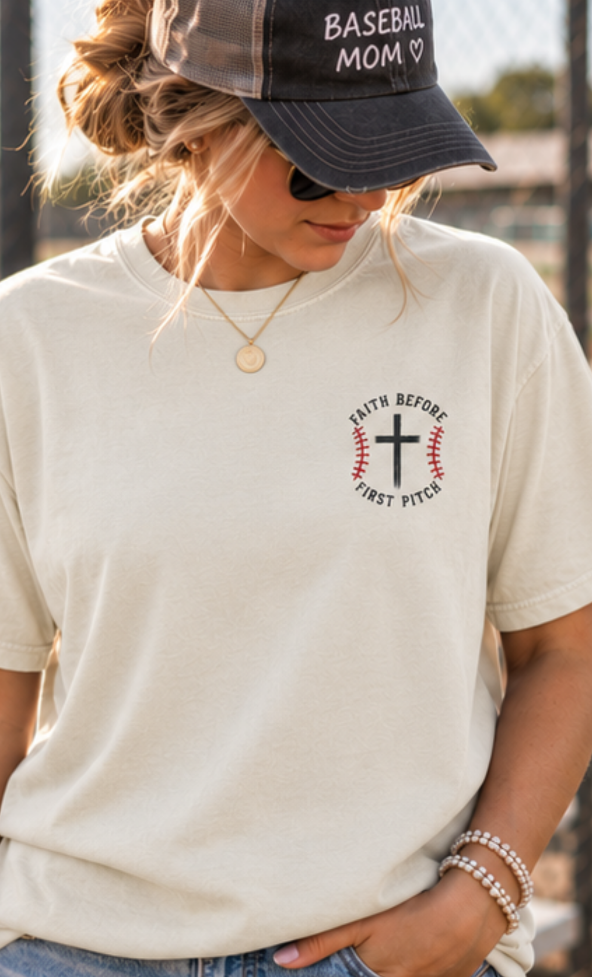 I Cheer Loud I Pray Louder T-Shirt | Christian Baseball Mom Shirt | Faith Baseball Tee