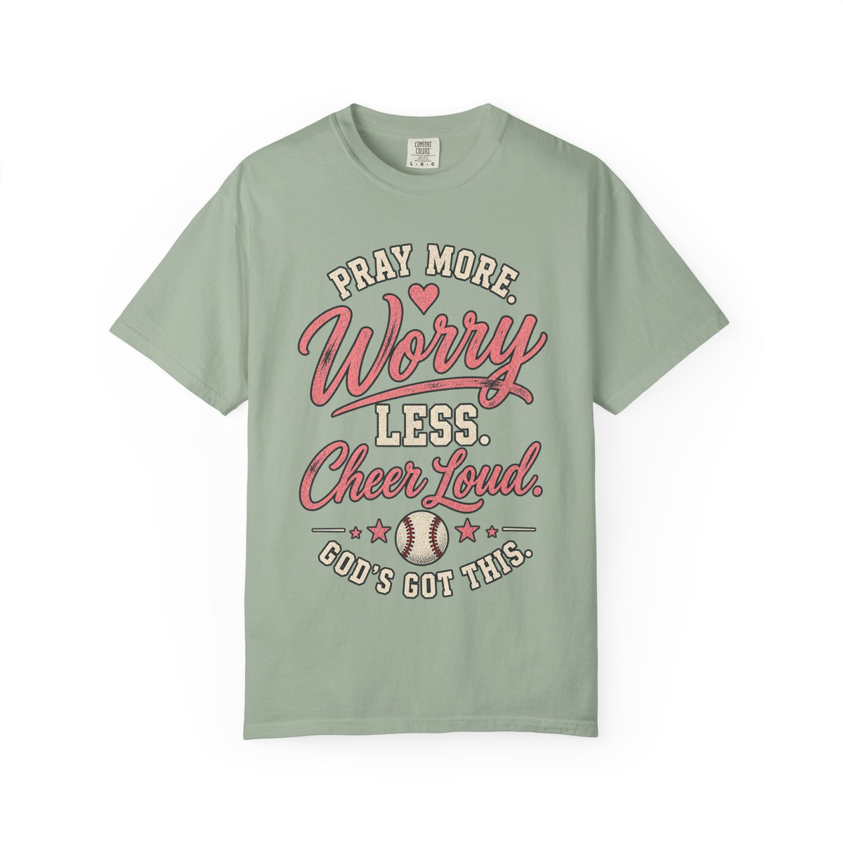 Pray More Worry Less Cheer Loud T-Shirt | Christian Baseball Mom Shirt | Faith Baseball Tee | Game Day Mom Shirt