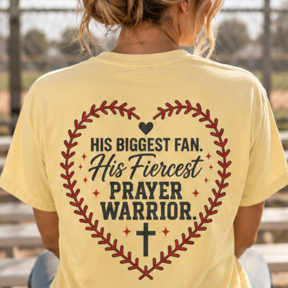 His Biggest Fan Prayer Warrior T-Shirt | Christian Baseball Mom Shirt | Faith Baseball Tee