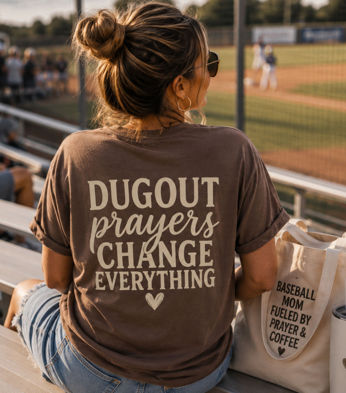 Dugout Prayers Change Everything T-Shirt | Christian Baseball Mom Shirt | Faith Baseball Tee
