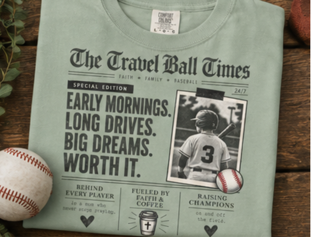The Travel Ball Times T-Shirt | Travel Baseball Mom Shirt | Christian Baseball Tee
