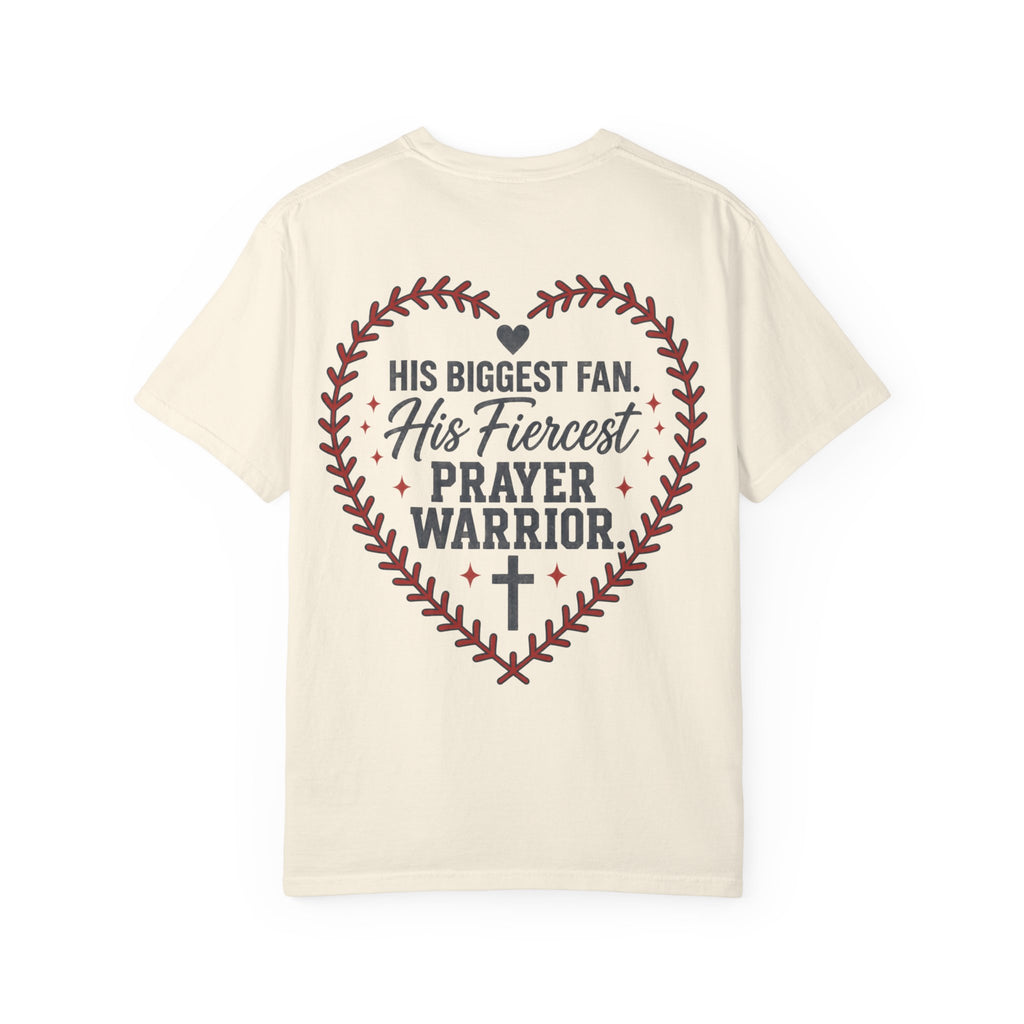 His Biggest Fan Prayer Warrior T-Shirt | Christian Baseball Mom Shirt | Faith Baseball Tee