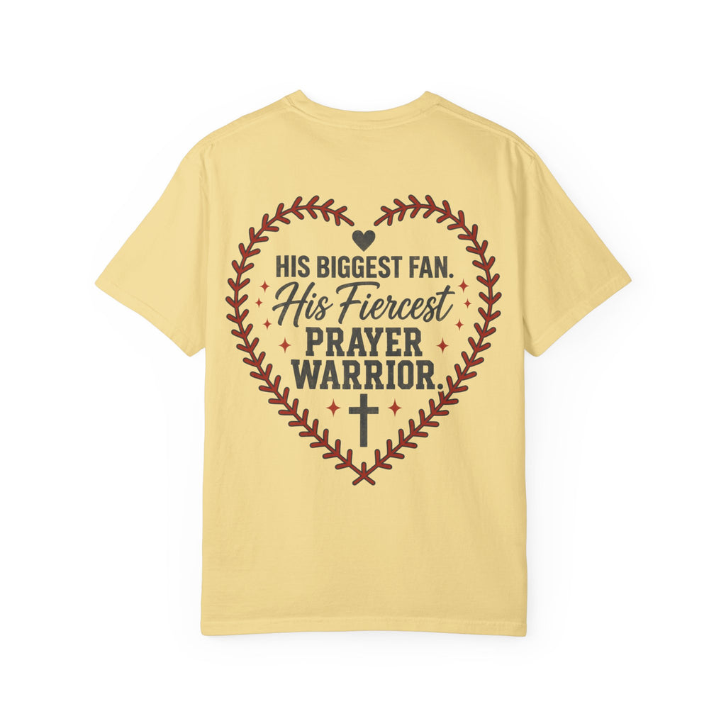 His Biggest Fan Prayer Warrior T-Shirt | Christian Baseball Mom Shirt | Faith Baseball Tee