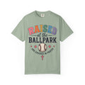 Raised at the Ballpark T-Shirt | Christian Baseball Mom Shirt | Travel Baseball Mom Tee