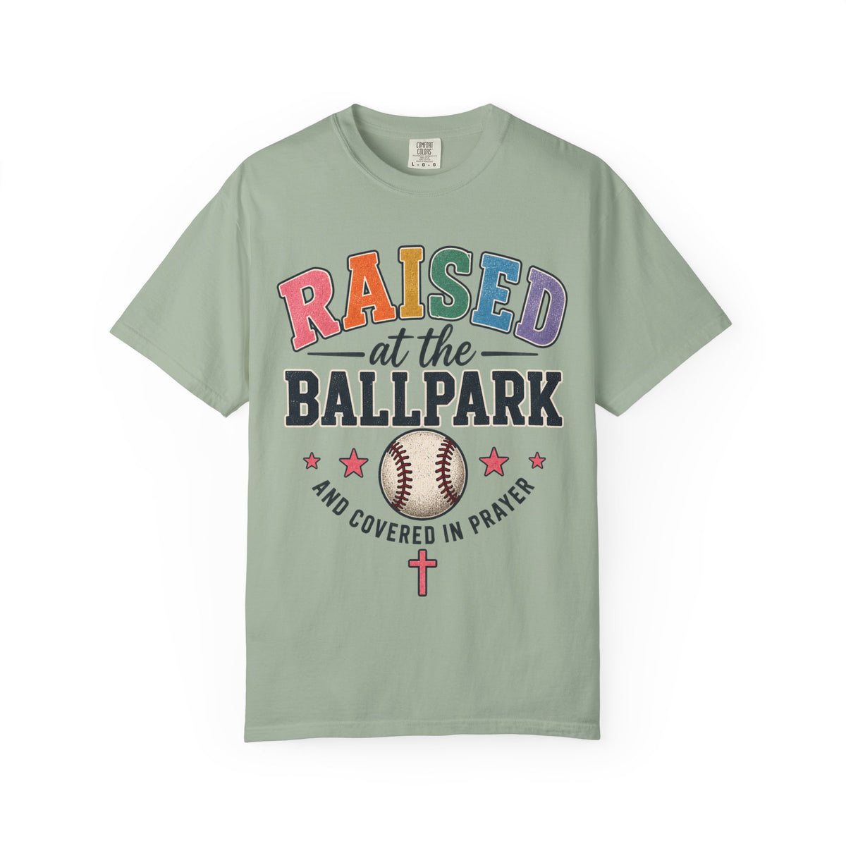 Raised at the Ballpark T-Shirt | Christian Baseball Mom Shirt | Travel Baseball Mom Tee