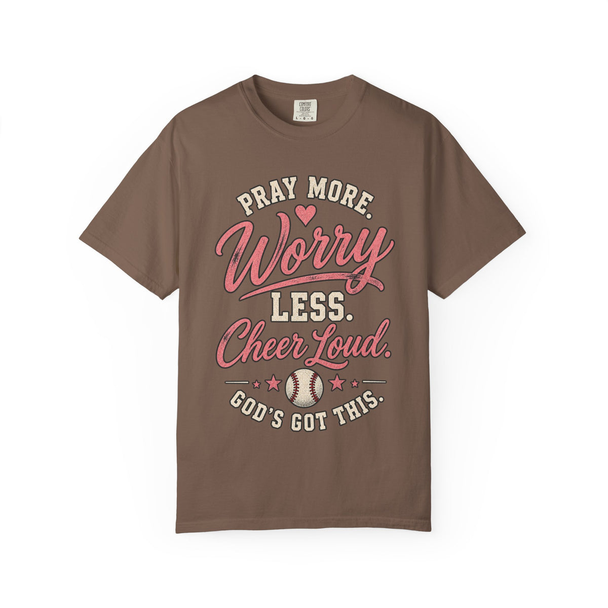 Pray More Worry Less Cheer Loud T-Shirt | Christian Baseball Mom Shirt | Faith Baseball Tee | Game Day Mom Shirt